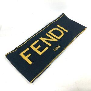 FENDI logo Bicolor Scarf wool Black/yellow